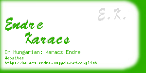 endre karacs business card